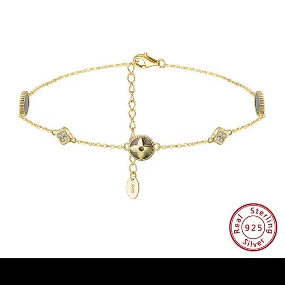 ENA925 14k Over Sterling Silver Anklet - Picture 1 of 5